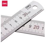 得力(deli)30cm不锈钢直尺 测量绘图刻度尺子 带公式换算表 办公用品 8463