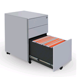 欧晟（ousheng）办公矮柜三层抽屉活动柜小推柜移动文件柜彩色侧拉活动柜钢制文件柜活动柜 优雅银