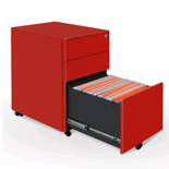 欧晟（ousheng）办公矮柜三层抽屉活动柜小推柜移动文件柜彩色侧拉活动柜钢制文件柜活动柜 中国红